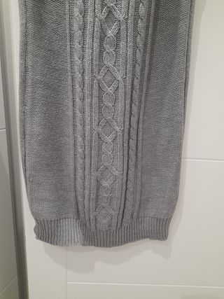 Vestido jersey gris - Cuello alto, manga corta