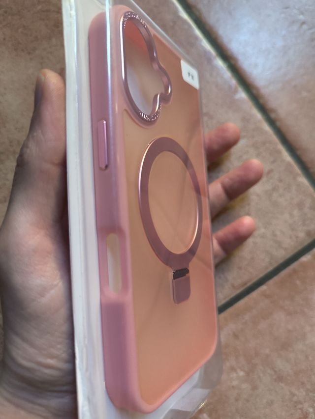 Custodia iPhone 16 con anello rosa