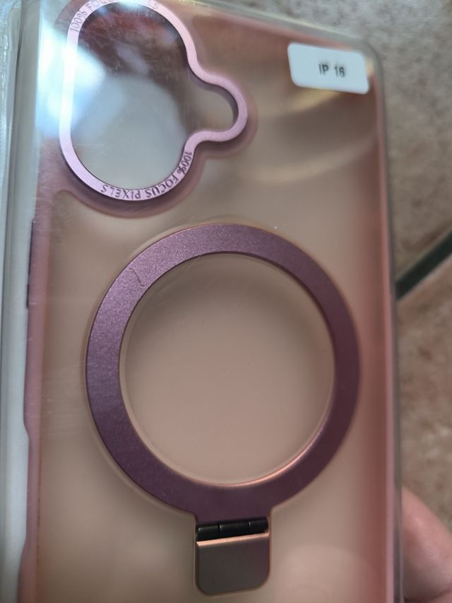 Custodia iPhone 16 con anello rosa