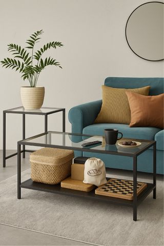 Mesa nido IKEA - cristal y metal