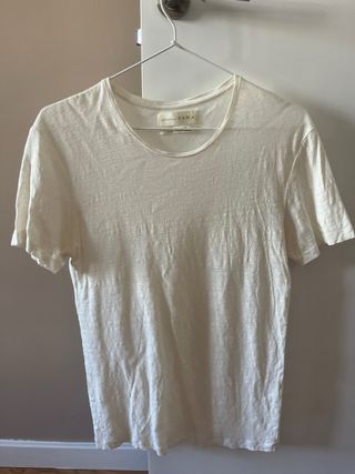 Camiseta Zara lino blanca hombre