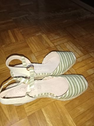 Sandalias H&D mujer rayas verdes talla 41