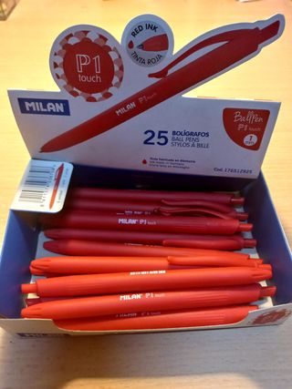 LOTE 16 Bolígrafos Milan P1 Touch Rojo