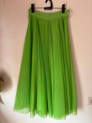 Falda midi tul verde lima - Rosa Biondillo