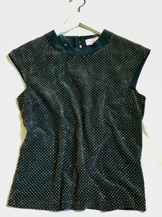 Top Versace x H&M nero seta 