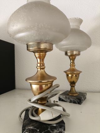 2 Lamparas mesilla vintage doradas