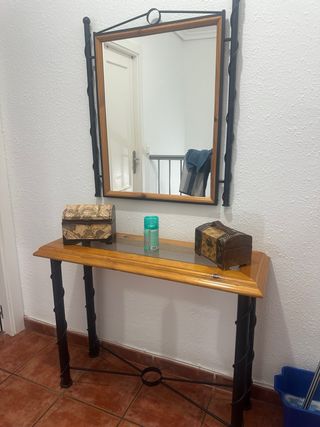 Recibidor madera metal - espejo
