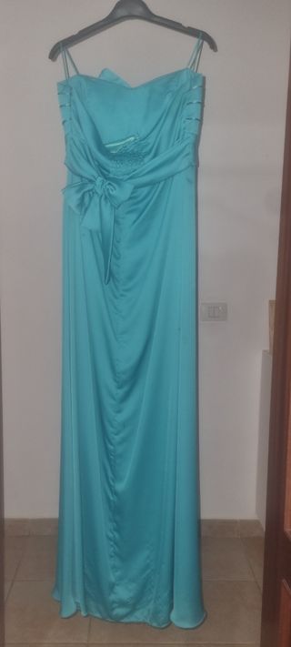 Vestido largo turquesa fiesta