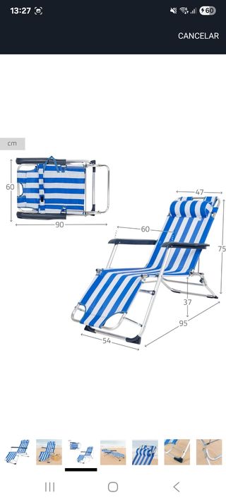 Tumbona AKTIVE Plegable Azul