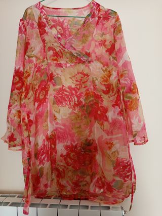 Camisola floral rosa-rojo