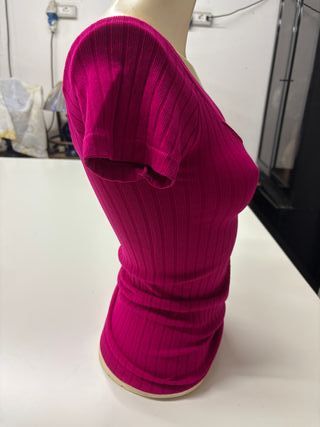 Maglia a coste rosa