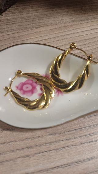 Pendientes aro dorados chapado en oro 18klt 