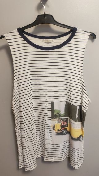 Camiseta Pull&Bear rayas azul marino blanca - Tall