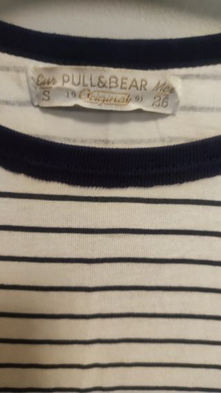Camiseta Pull&Bear rayas azul marino blanca - Tall