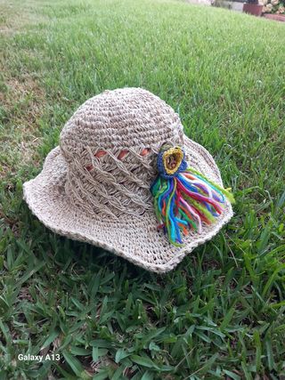 Sombrero crochet cañamo beige