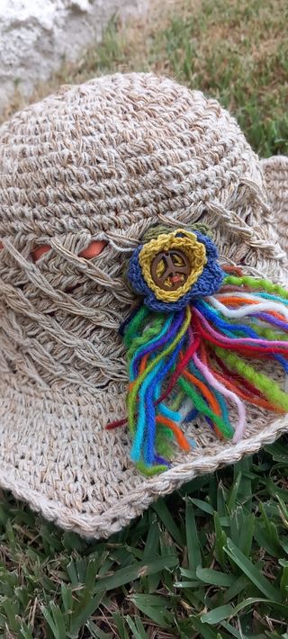 Sombrero crochet cañamo beige