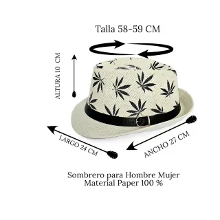 Sombrero Paja Trilby Blanco talla M/L
