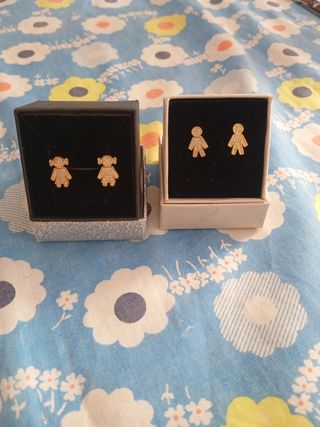 Pendientes niña circonitas oro plata son de acero