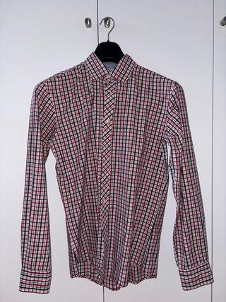 Camisa cuadros roja y azul marino