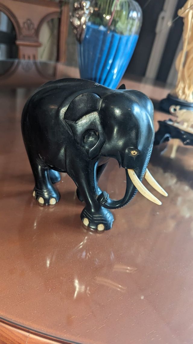 3 Elefantes Madera Negro Decoración