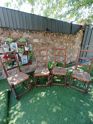 Sillas antiguas de madera y enea último precio