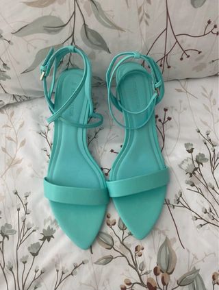 Sandalias tacón turquesa
