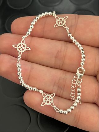 Increible Pulsera Bolitas Nudo De Brujas Plata 925