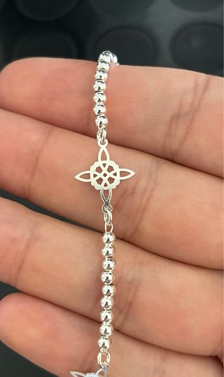 Increible Pulsera Bolitas Nudo De Brujas Plata 925