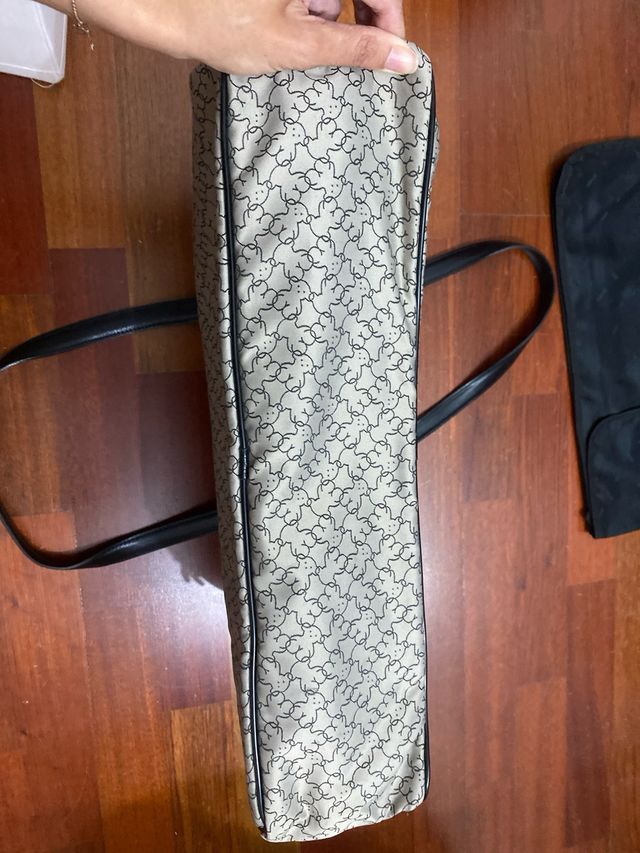 Bolso Tous gris y negro de tela y piel (vintage)