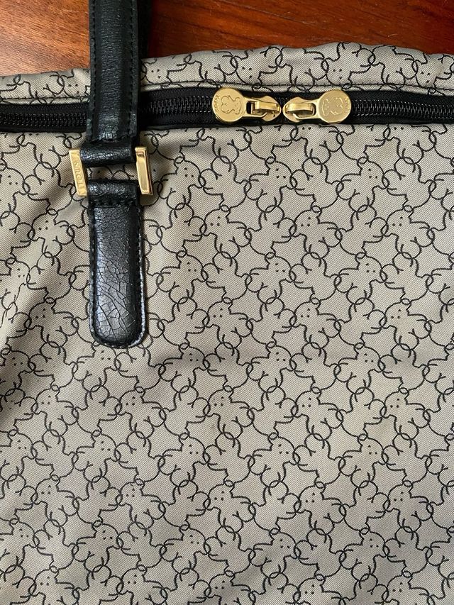 Bolso Tous gris y negro de tela y piel (vintage)