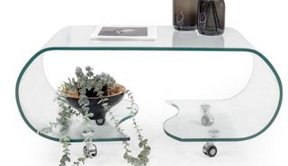 Mesa centro cristal curvada