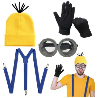 Disfraz Minion adulto Gorro gafas tirantes guantes