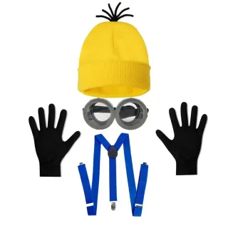 Disfraz Minion adulto Gorro gafas tirantes guantes
