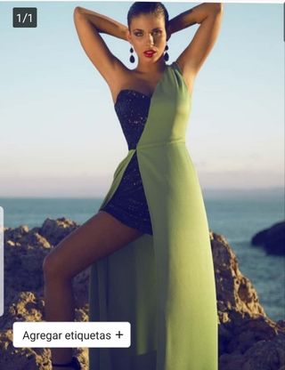 Vestido fiesta - Negro y Verde
