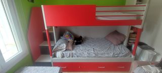 Litera infantil 90cm roja y gris