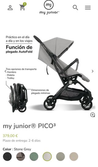 my junior PICO3 Stone Grey - Silla Paseo