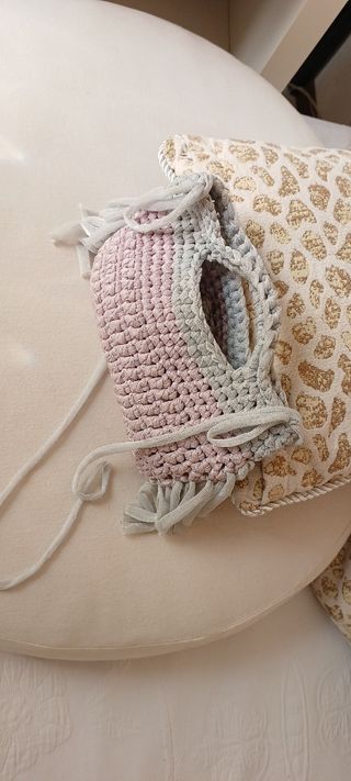 Borsetta uncinetto rosa grigio