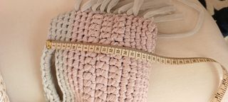 Borsetta uncinetto rosa grigio