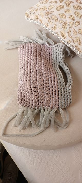 Borsetta uncinetto rosa grigio