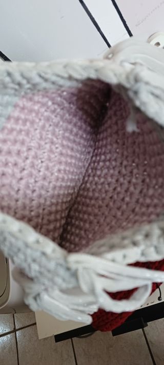 Borsetta uncinetto rosa grigio