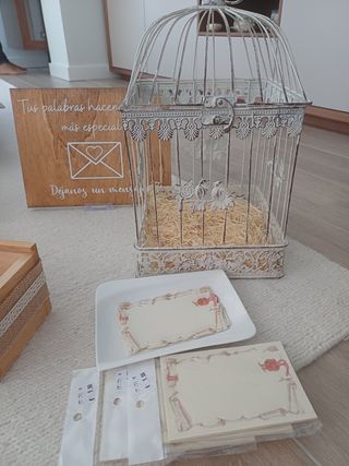Mensajes para novios
Jaula boda + cartel + tarjeta
