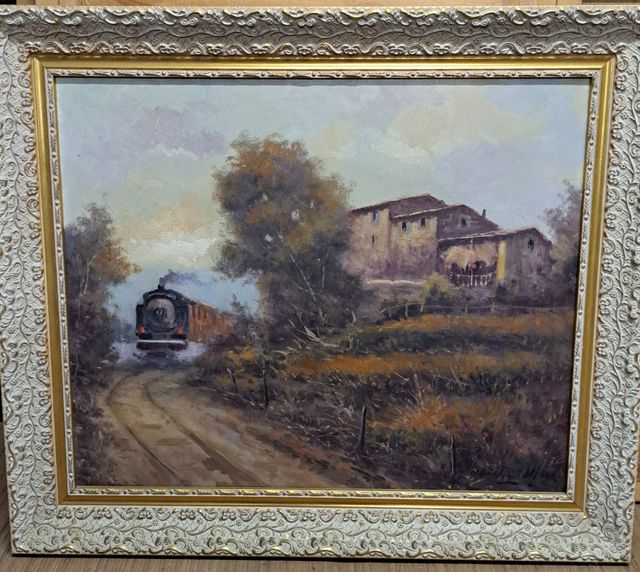 Cuadro antiguo óleo sobre lienzo apx 50 años