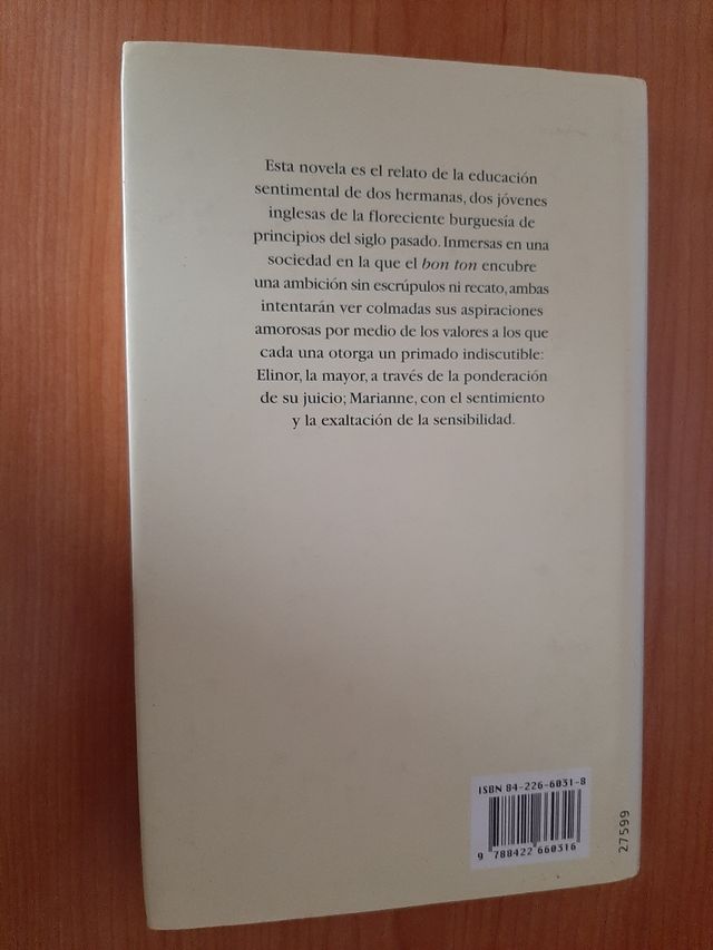 Libro Juicio y sentimiento Jane Austen