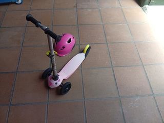Patinete infantil rosa + casco