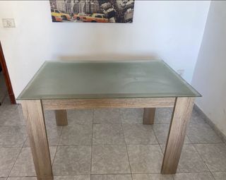 Mesa comedor cristal-madera