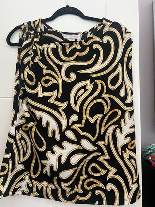 Falda midi negra y dorada XL