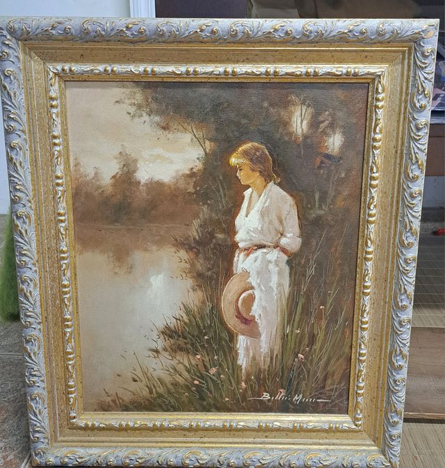 Pintura al óleo: Figura femenina antiguo