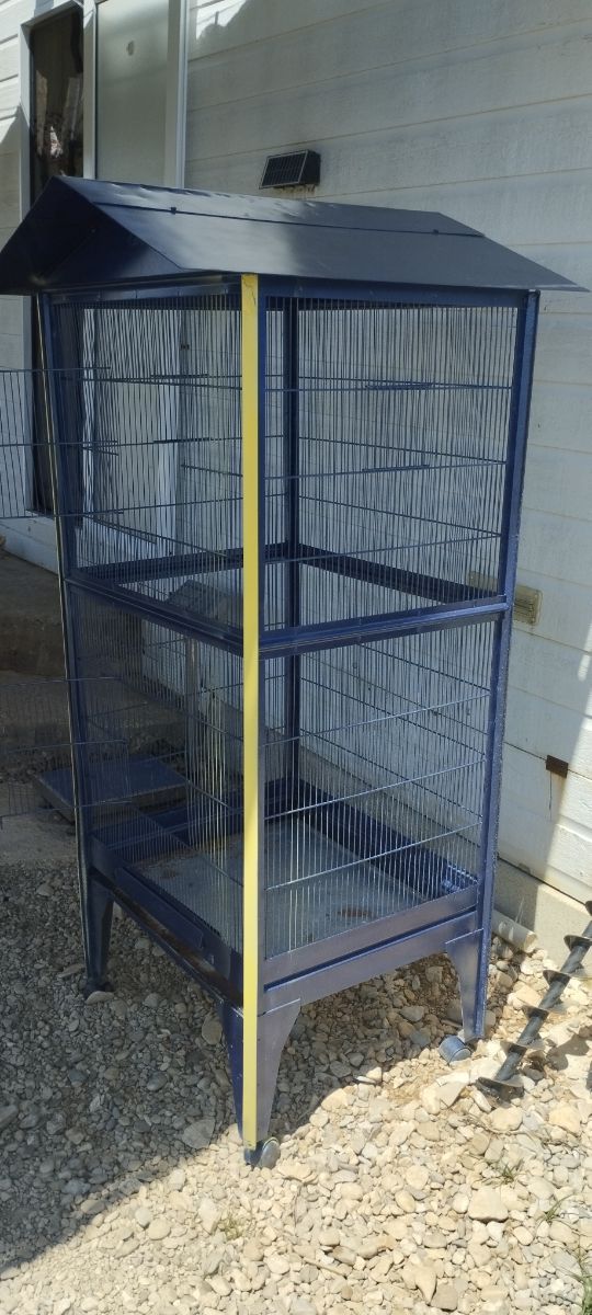 Jaula pajaros grande azul