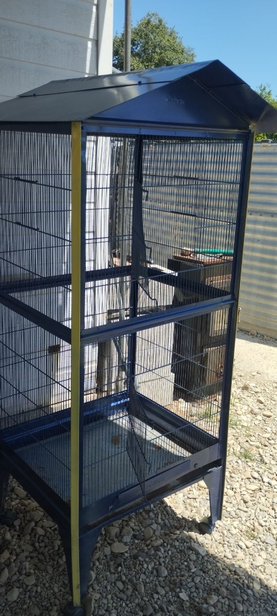 Jaula pajaros grande azul