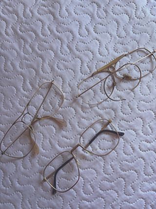 3 Monturas Gafas Vintage Doradas